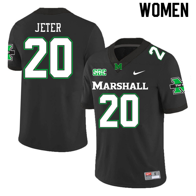 Women #20 TaShawn Jeter Marshall Thundering Herd SBC Conference College Football Jerseys Stitched-Bl